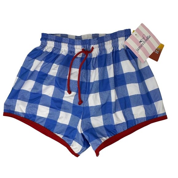 James & Lottie Swim James Lottie Red White Blue Gingham Swim Trunks